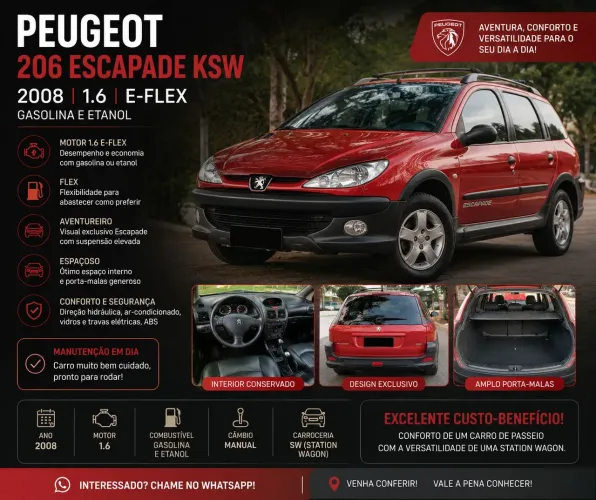 Peugeot 206 SW Escapade 1.6 16V Flex 5P 2008