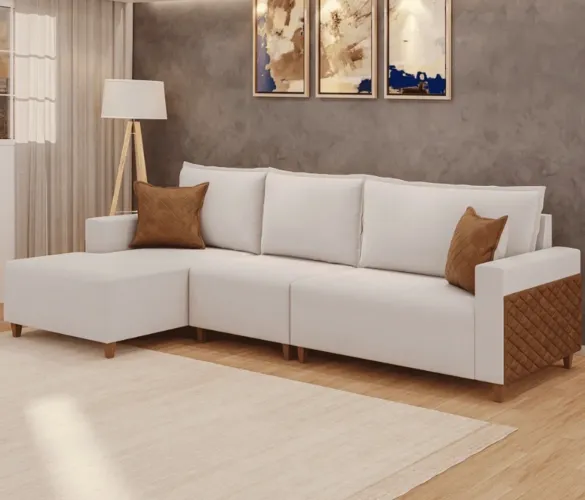 Sofá com Chaise 318cm em Linho p54