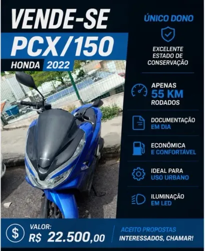 Honda, PCX/150, ano 2022. Unica dona