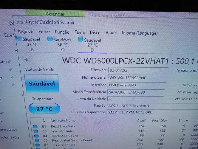 HD de notebook 500gbs<br><br>100% saudável