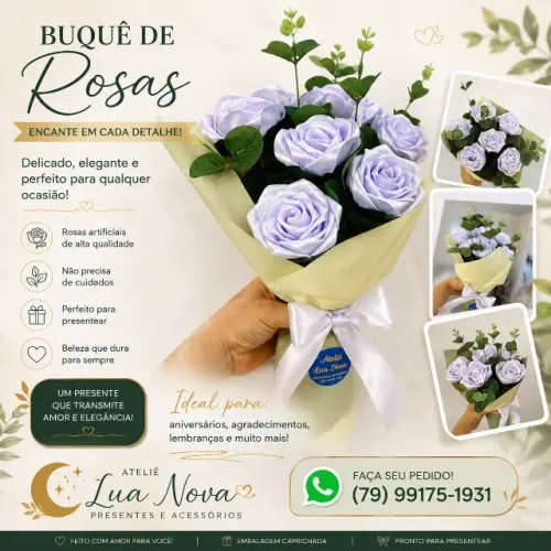 Belíssimos Buquês de Rosas Eternas, feitas à mão.