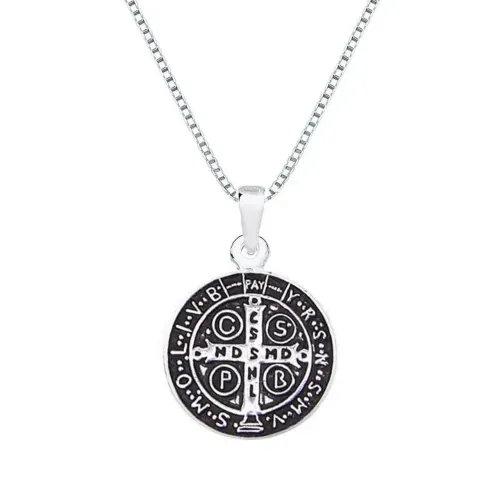 Colar de prata 925 masculino pingente São Bento