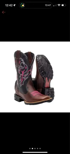 Bota Texana Feminina De Cano Longo E Bico Quadrado Country