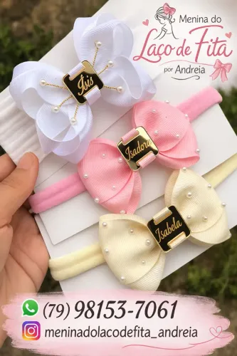 Kit 3 laços com nome 45,00 somente pôr encomenda