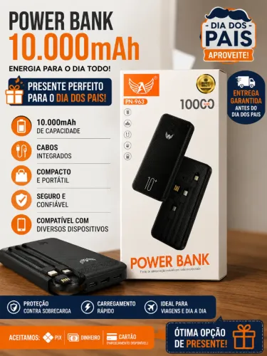 Power Bank 10.000mAh - Presente Ideal para o Dia dos Pais!