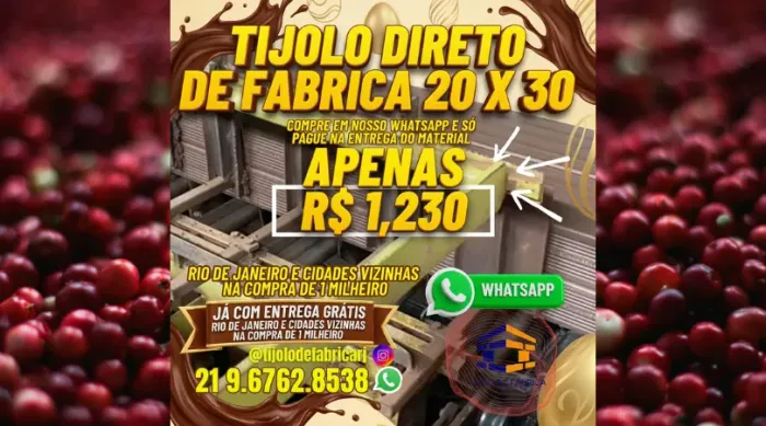 tijolo 10 furos 20x30 melhor preço 