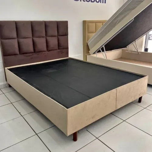 Base box queen Bipartida com pés de madeira maciça