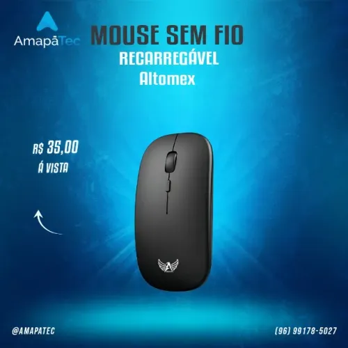 Mouse Sem Fio Recarregável Bluetooth Altomex