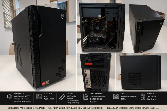 PC Gamer Ryzen 5 4600G 16GB | Roda Valorant, GTA V e CS2