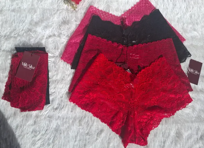 Calcinha Short De Renda-Últimas Unidades- Vermelha e Rosa Disponível