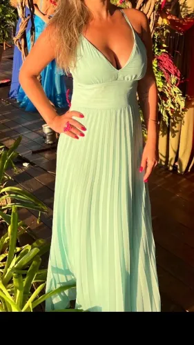 Vestido de festa verde água