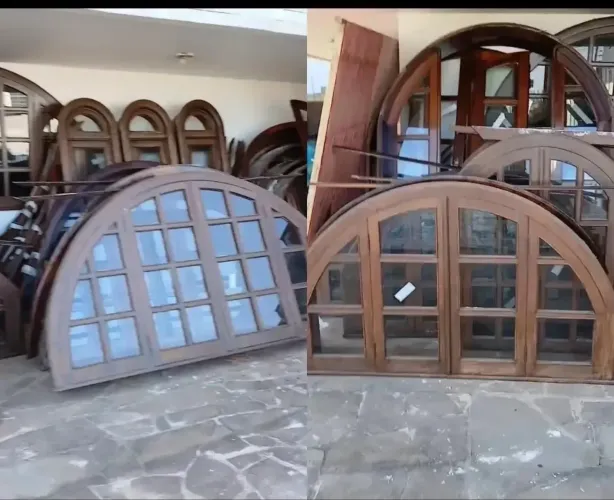 Janela e portas em madeira e vidro 