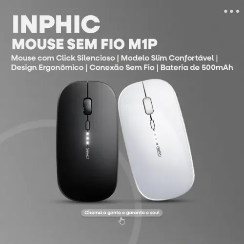 PROMOÇÃO!! Mouse sem fio Inphic M1P Slim | Silencioso | Recarregável