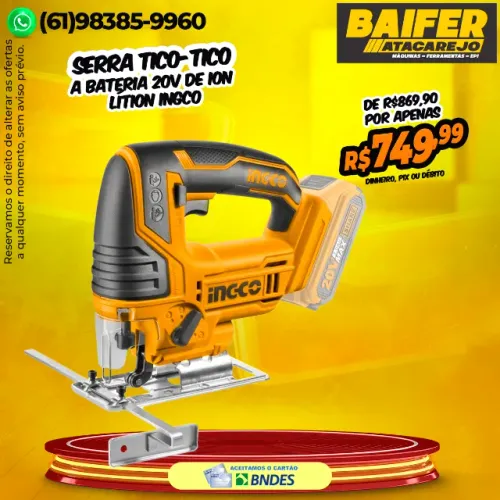 Serra Tico-Tico 20v Bateria de Ion Lítion Ingco