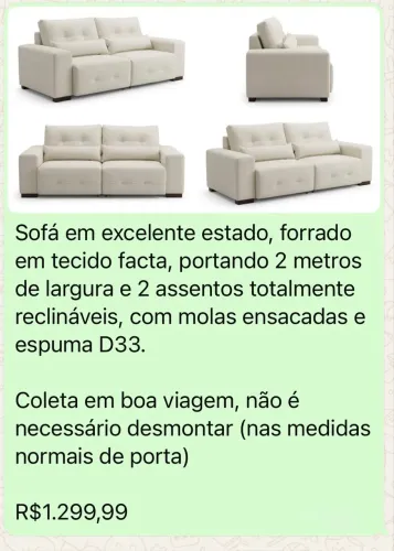 SOFÁ GRIFE GMAG ESTOFADOS / RETRÁTIL TOTALMENTE