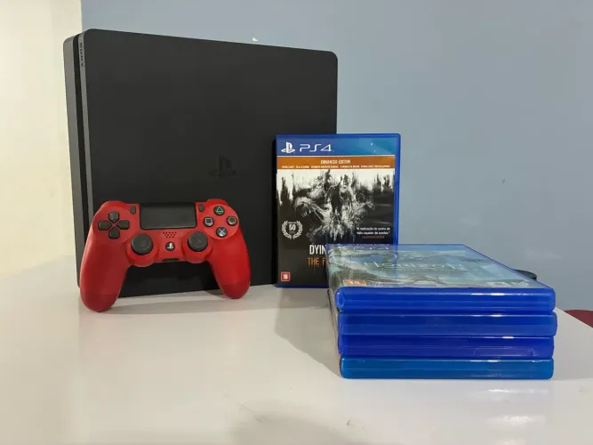 Ps4 Slim + Controle Original + 5 Jogos
