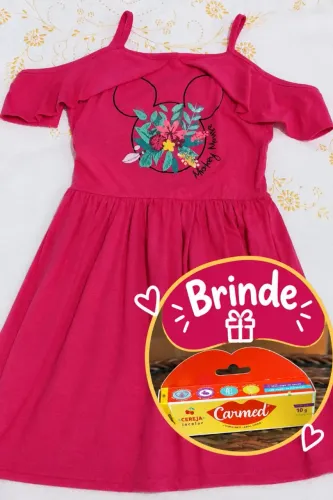 Vestido Disney Tamanho 9/10 Brinde: Carmed Cereja Novo 