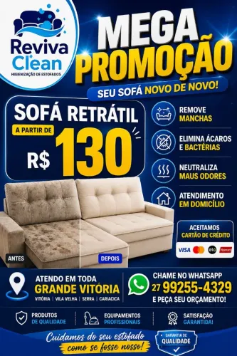 Higienização estofado mega promoção para mês de setembro