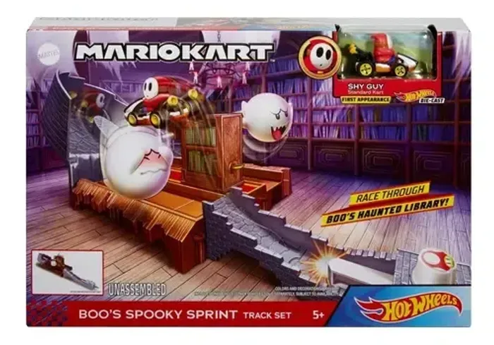 Hot Wheels Pista Super Mario Kart Nemesis Boo's Spooky Sprint Carrinho de brinquedo