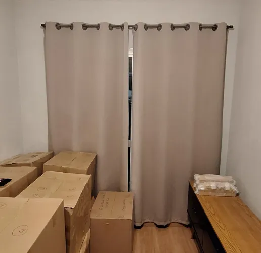 Cortina Bege com Varão e Suportes de Parede (2m)