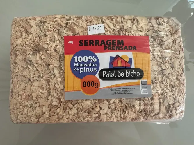 Serragem prensada para roedores, 100% maravalha de pinus 800 gramas ( lacrado )