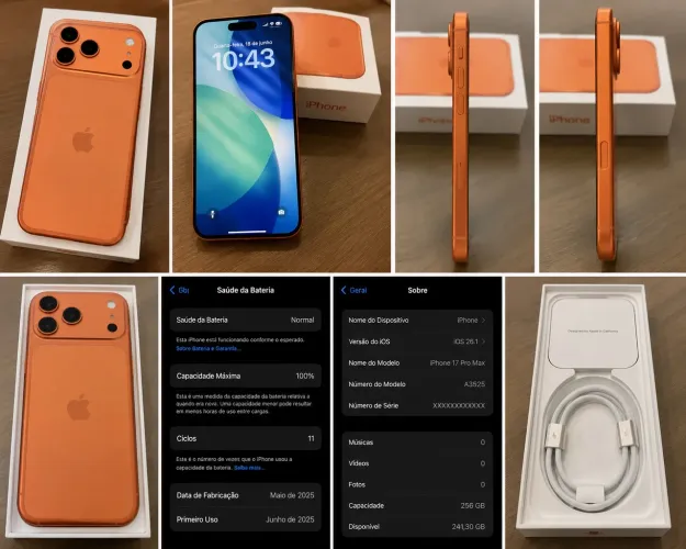 iPhone 17 Pro Max 256 GB Laranja-Cósmico - Impecável