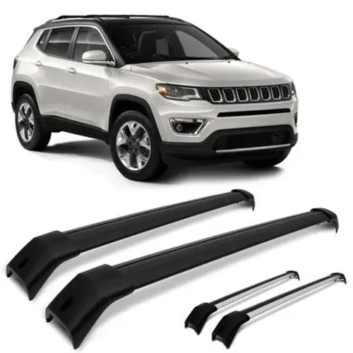 Rack Travessa de Teto Jeep Compass - Larga Prata / Preto - Projecar
