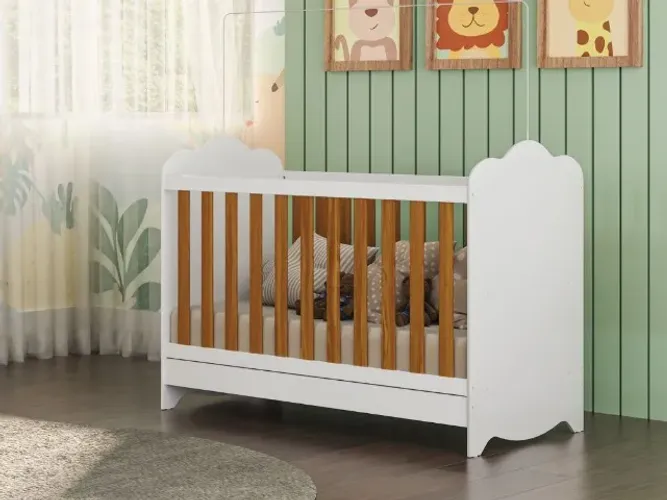 Berço Clara Branco/Amendoado Até 12x - Frete Grátis 