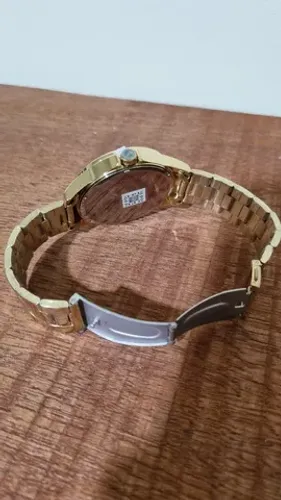 Relógio Seculos Long Life K18 Dourado Fundo Dourado 5atm 28933 Gpskda1 Mostrador De 45mm