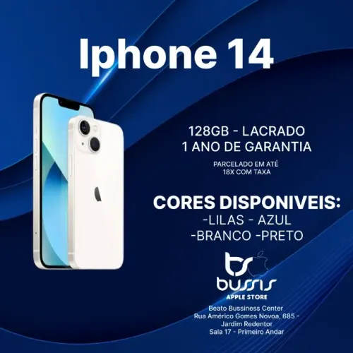 Iphone 14 128Gb Branco | Lacrado Novo | Loja Fisica