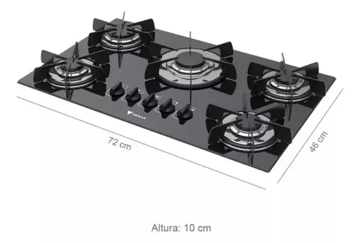 Cooktop Venaxx Sognare 5 Q Preto Gas Glp - Lacrado