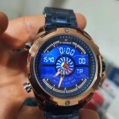 Relógio Naviforce Luxo /militar/Aço Inox /100% Funcional/Fundo LED/original/Prova Dágua 