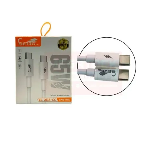Cabo Tipo-C/Tipo-C 65W 1M ELETROMEX 