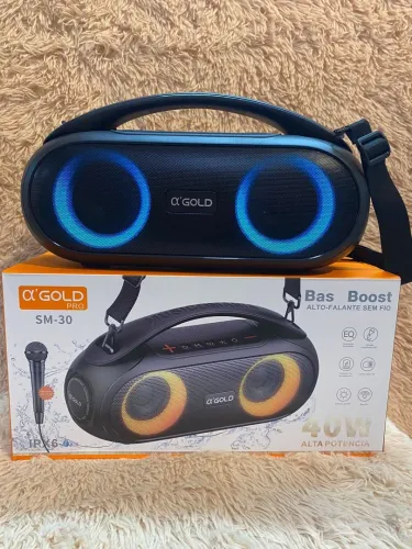 Caixa Som Bluetooth 40w A/ Gold Sm-30 Rgb Portatil - 