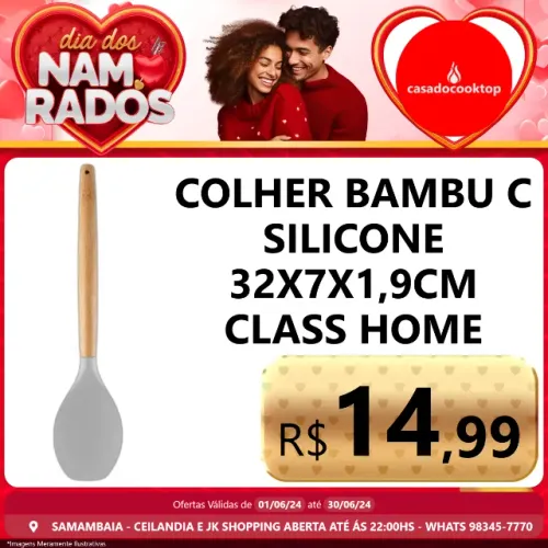 Colher bambu c/ silicone 32x7x1,9cm class home
