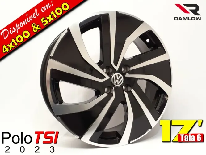 Roda aro 17 Volkswagen Polo Tsi preta com diamantado 5x100 jogo novo 