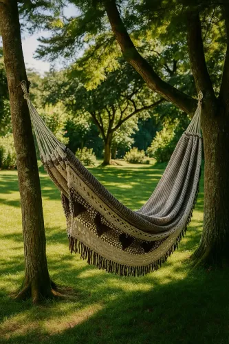 Rede de descanso artesanal para relaxar no seu jardim