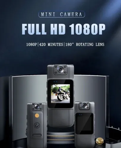 Mini Câmera Full HD 1080p filmadora com tela display - 180° Giratória
