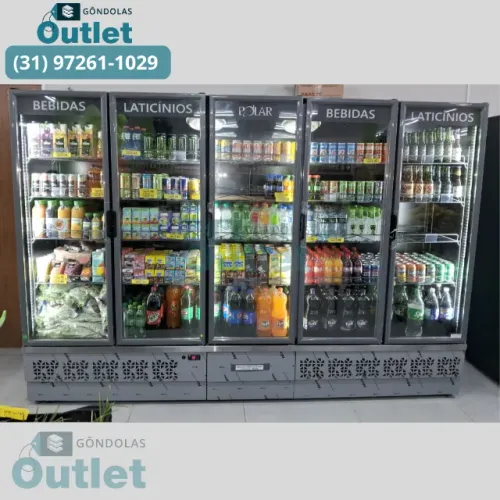 Auto serviço expositor de bebidas e laticínios - 5 portas