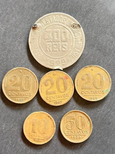 Lote de Moedas Antigas do Brasil - Coleção de Centavos e Réis