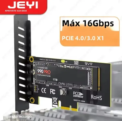 Adaptador NVMe M.2 SSD para PCI-E 4.0/3.0 x1