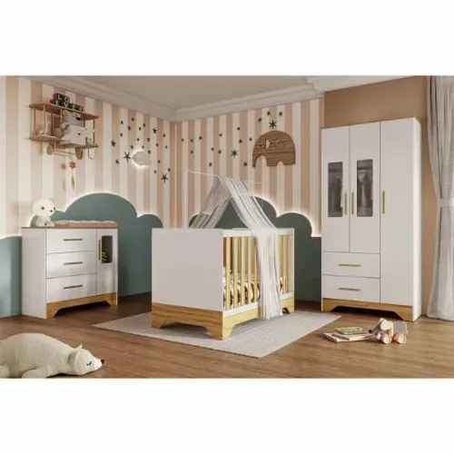 Quarto Infantil Popy, 100% MDF - Peroba