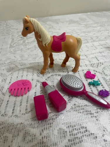 Acessórios para Barbie - Jogo de Pentear, Maquiagem e cavalo