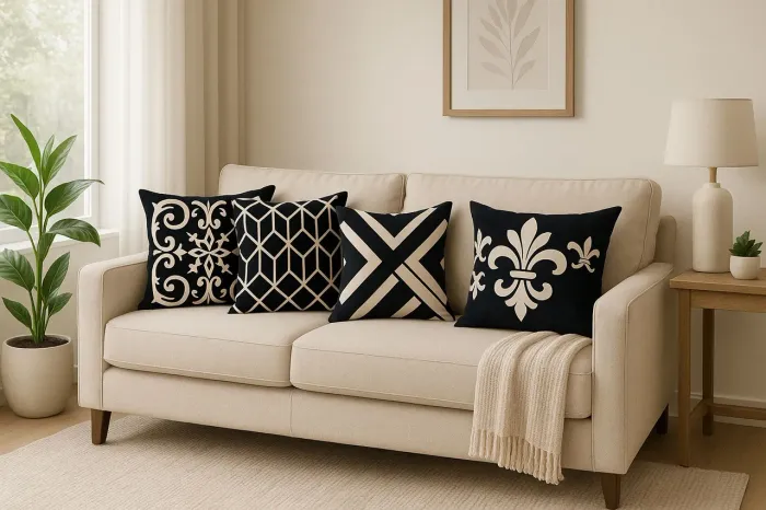 Conjunto de Capas para Almofadas Decorativas em Preto e Branco