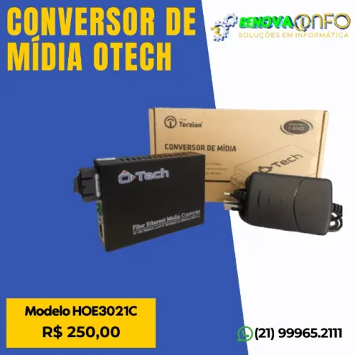 Conversor de Midia 10/100/1000M Monomodo (SM) 20km (2 Fibras) - SC - HOE3021C