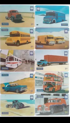 Cartão telefónico série transportes completa - 10 cartões