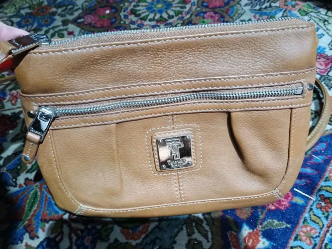 Bolsa Couro legítimo original Tignanello Caramelo/bege