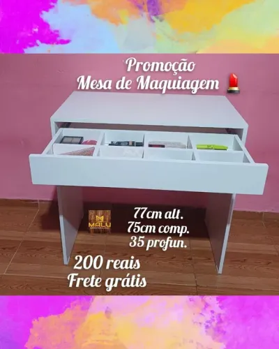 Mesa de Maquiagem Branca com Gaveta - Nova!