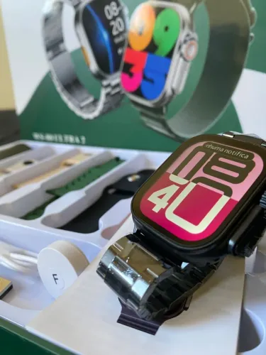 Smartwatch WS80 + Fone bluetooth Kit 7 pulseiras