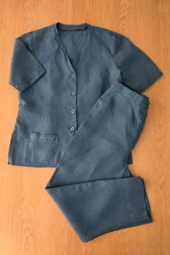 conjunto de linho blusa e calça verde 38